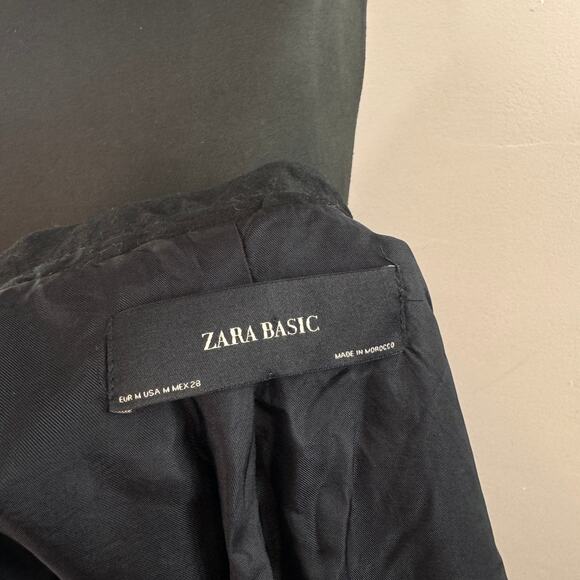 ZARA Black Blazer Notch Lapel Wrap-Tie Gathered Shoulder Formal Size Medium M - Picture 7 of 7